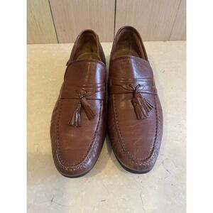 French Shriner 8M Brown Leather Tassel Loafers Vintage Dress Shoes Grandpa Core